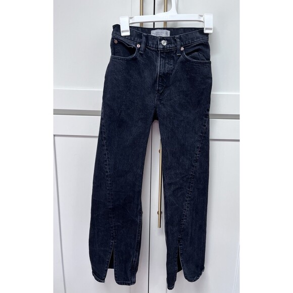 Abercrombie & Fitch The 90's Relaxed High Rise Denim Black Jeans Sz 23 000xs - Picture 1 of 5